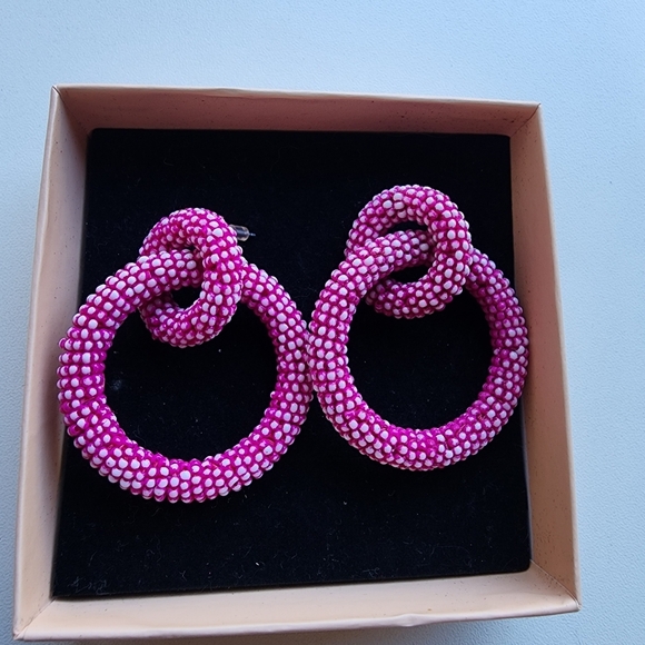 Round Chunky Hoop Earrings Women Fushia Pink Jewelry Earrings Fun ! - Picture 1 of 6